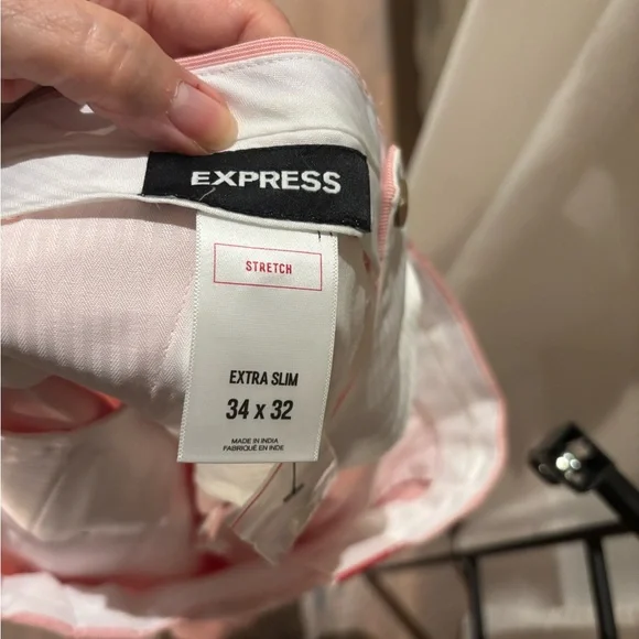 Express Stretch Extra Slim Light Pink Resortcore Men’s Trousers, Size 34/32 NWT - Picture 3 of 5